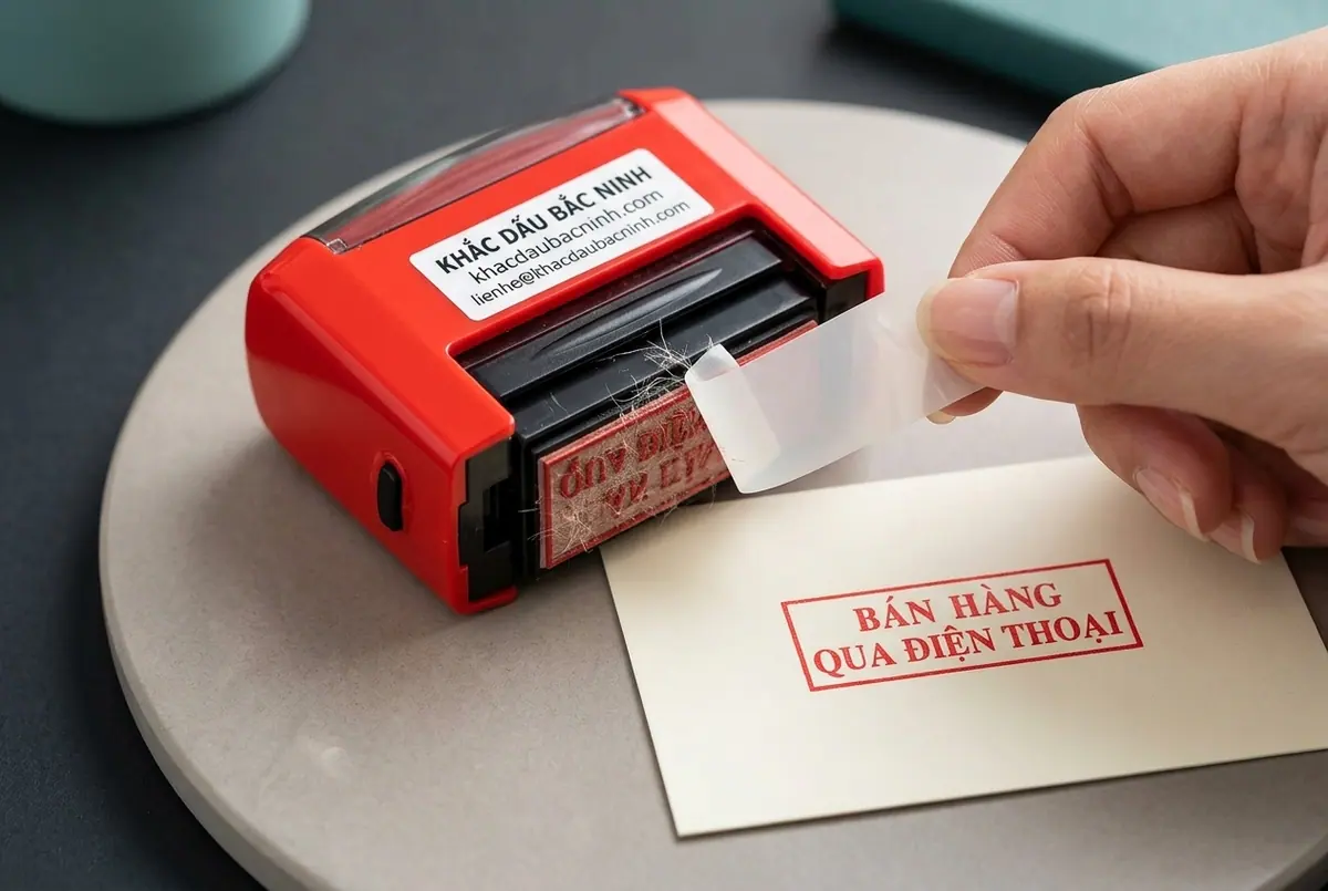 Minh họa hướng dẫn vệ sinh bụi bẩn bám trên mặt cao su con dấu