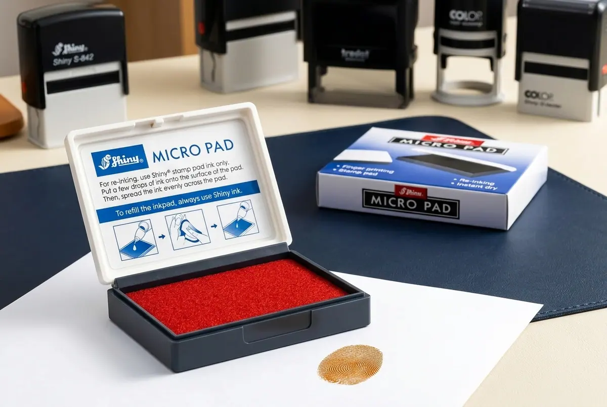Minh họa lựa chọn thân dấu liền mực và màu mực phù hợp