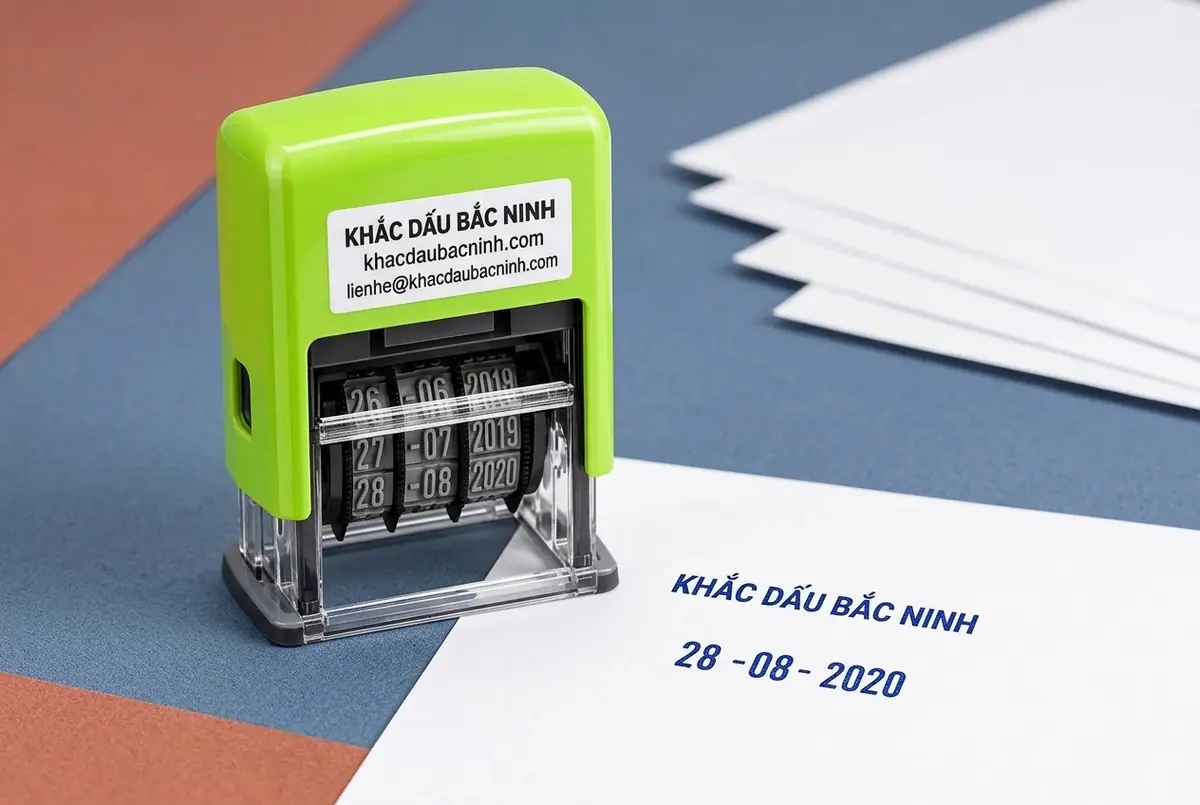 Minh họa mẫu dấu xoay ngày tháng năm thay đổi cơ học