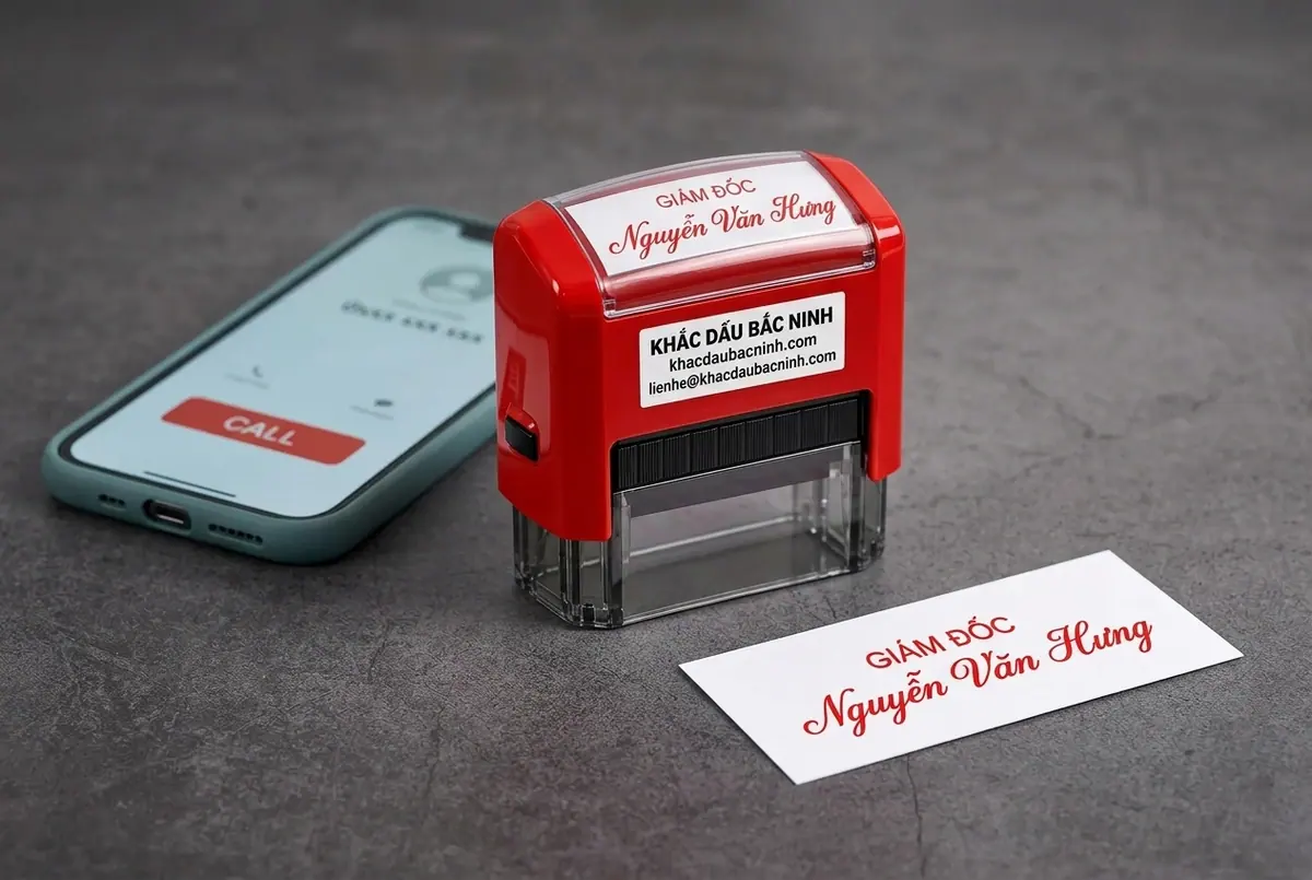 Minh họa mẫu dấu tên một dòng đơn giản