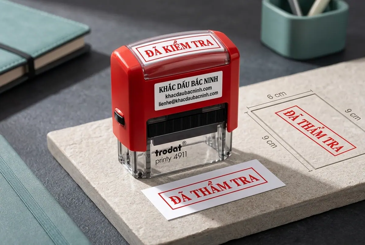 Minh họa mẫu dấu đã thẩm tra kích thước 6x9 cm có dòng ký mở rộng