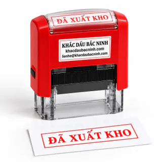 Dấu Đã xuất kho Trodat 4911 màu đỏ, tem Khắc Dấu Bắc Ninh và bản đóng mực đỏ