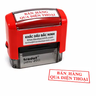 Dấu Bán hàng qua điện thoại Trodat 4911 màu đỏ, tem Khắc Dấu Bắc Ninh và bản đóng mực đỏ
