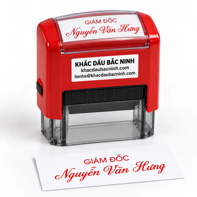 Dấu chức danh Giám đốc Nguyễn Văn Hưng Trodat 4912 màu đỏ, tem Khắc Dấu Bắc Ninh