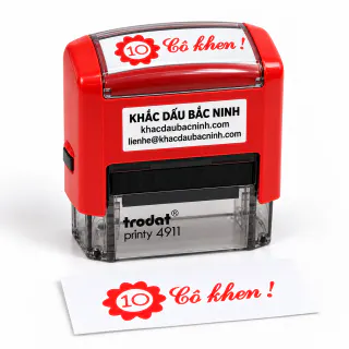 Dấu Cô khen số 10 Trodat 4911 màu đỏ, tem Khắc Dấu Bắc Ninh