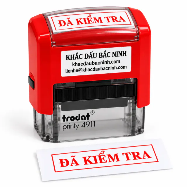 Dấu Đã kiểm tra Trodat 4911 màu đỏ với tem Khắc Dấu Bắc Ninh