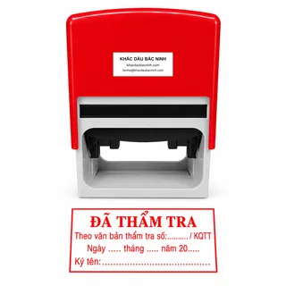 Dấu Đã thẩm tra thân đỏ và bản đóng mực đỏ