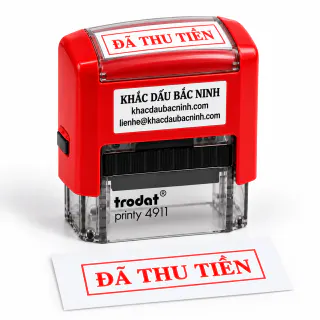Dấu Đã thu tiền Trodat 4911 màu đỏ với tem Khắc Dấu Bắc Ninh