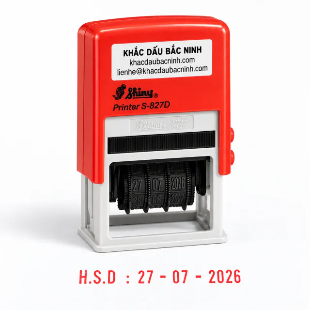 Dấu hạn sử dụng Shiny S-827D với tem Khắc Dấu Bắc Ninh