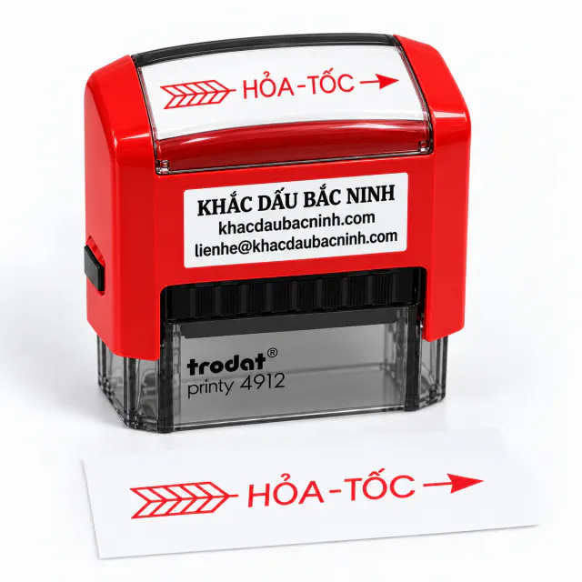 Dấu Hỏa tốc Trodat 4912 màu đỏ với tem Khắc Dấu Bắc Ninh