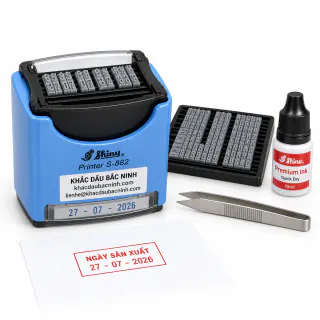Bộ dấu Shiny S-882 ngày tháng và ký tự với tem Khắc Dấu Bắc Ninh