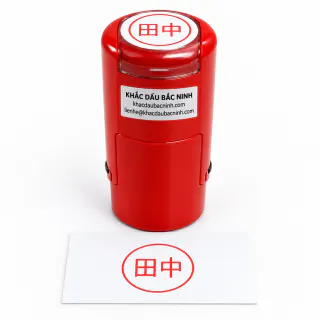 Dấu tên tiếng Nhật Tanaka màu đỏ với tem Khắc Dấu Bắc Ninh