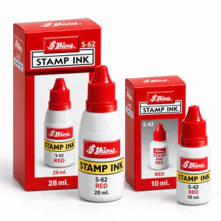 Bộ mực dấu Shiny S-62 28 ml và S-42 10 ml màu đỏ