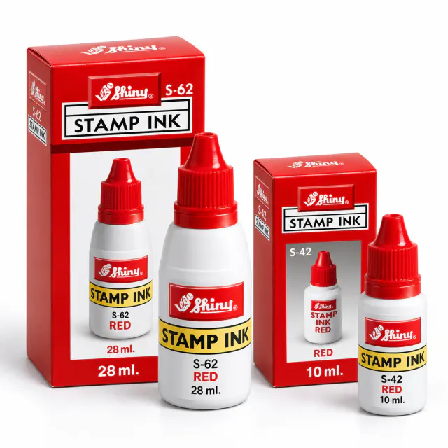 Bộ mực dấu Shiny S-62 28 ml và S-42 10 ml màu đỏ